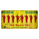 New Mexico USA Yellow Cut License Plate Strips (Set of 8) Soldier - Saluting