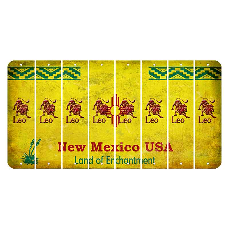 New Mexico USA Yellow Cut License Plate Strips (Set of 8) Zodiac Sign - Leo