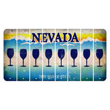 Nevada Silver State Cut License Plate Strips (Set of 8) Wine Glass
