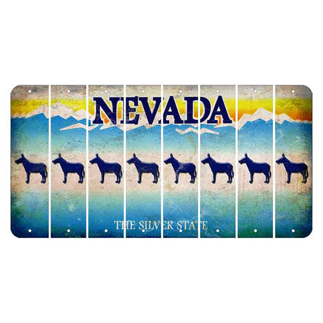 Nevada Silver State Cut License Plate Strips (Set of 8) Donkey