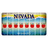 Nevada Silver State Cut License Plate Strips (Set of 8) Teacher Apple