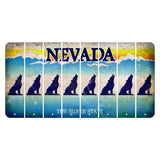 Nevada Silver State Cut License Plate Strips (Set of 8) Howling Wolf