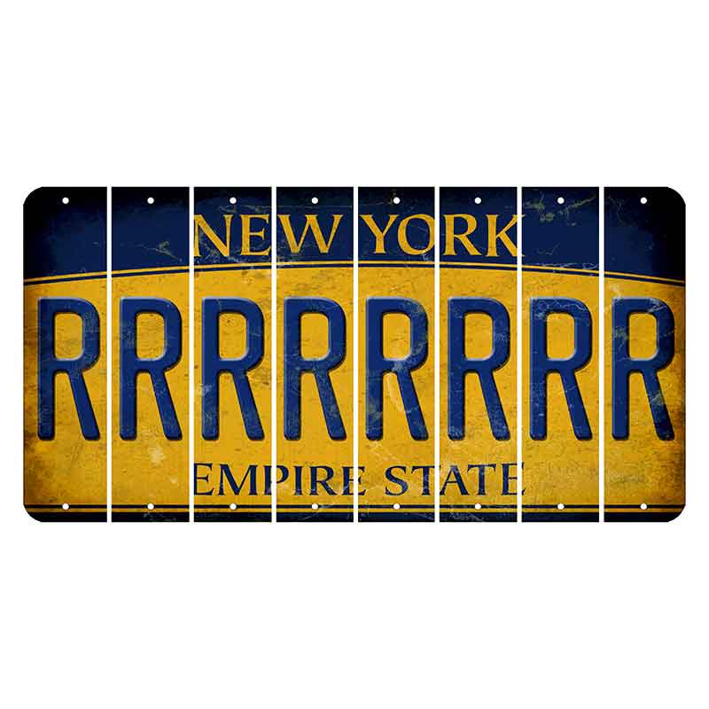 New York Yellow Empire State Cut License Plate Strips (Set of 8) R