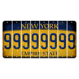 New York Yellow Empire State Cut License Plate Strips (Set of 8) 9