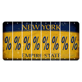 New York Yellow Empire State Cut License Plate Strips (Set of 8) Percent Sign