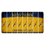 New York Yellow Empire State Cut License Plate Strips (Set of 8) Rifle
