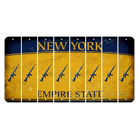 New York Yellow Empire State Cut License Plate Strips (Set of 8) Rifle