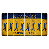 New York Yellow Empire State Cut License Plate Strips (Set of 8) Male Golfer