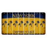 New York Yellow Empire State Cut License Plate Strips (Set of 8) Palm Trees