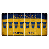 New York Yellow Empire State Cut License Plate Strips (Set of 8) Latte