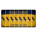 New York Yellow Empire State Cut License Plate Strips (Set of 8) Bald Eagle