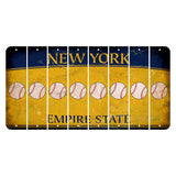New York Yellow Empire State Cut License Plate Strips (Set of 8) Baseball