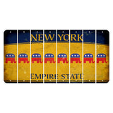 New York Yellow Empire State Cut License Plate Strips (Set of 8) Republican