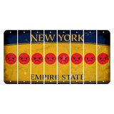 New York Yellow Empire State Cut License Plate Strips (Set of 8) Emoji - Angry