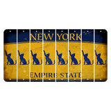New York Yellow Empire State Cut License Plate Strips (Set of 8) Cat