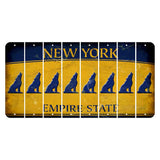 New York Yellow Empire State Cut License Plate Strips (Set of 8) Howling Wolf
