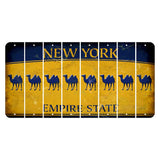 New York Yellow Empire State Cut License Plate Strips (Set of 8) Camel