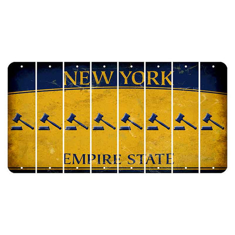 New York Yellow Empire State Cut License Plate Strips (Set of 8) Gavel