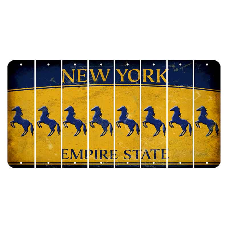 New York Yellow Empire State Cut License Plate Strips (Set of 8) Horse