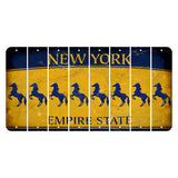 New York Yellow Empire State Cut License Plate Strips (Set of 8) Horse