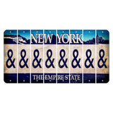 New York Blue The Empire State Cut License Plate Strips (Set of 8) And Sign