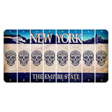New York Blue The Empire State Cut License Plate Strips (Set of 8) Sugar Skull