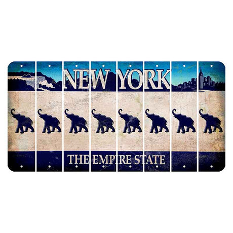 New York Blue The Empire State Cut License Plate Strips (Set of 8) Elephant