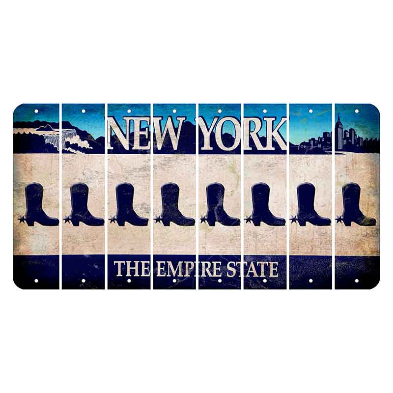 New York Blue The Empire State Cut License Plate Strips (Set of 8) Cowboy Boot