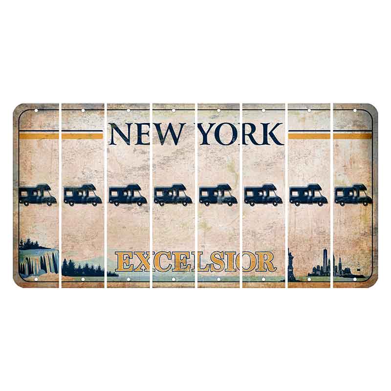 New York Excelsior Cut License Plate Strips (Set of 8) Camper