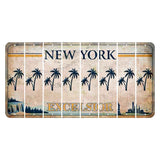 New York Excelsior Cut License Plate Strips (Set of 8) Palm Trees