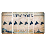 New York Excelsior Cut License Plate Strips (Set of 8) Snowboarder