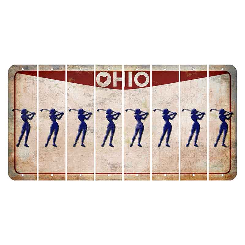 Ohio Pride Cut License Plate Strips (Set of 8) Female Golfer