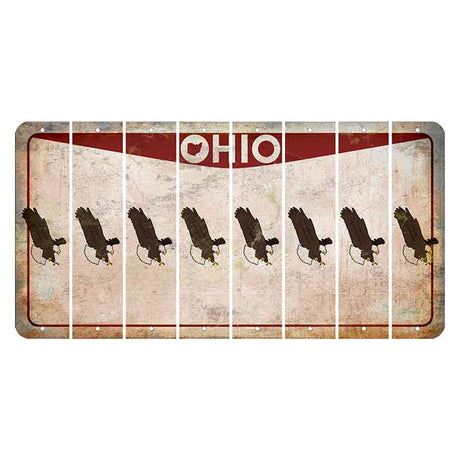 Ohio Pride Cut License Plate Strips (Set of 8) Bald Eagle