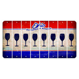 Ohio Sunburst Cut License Plate Strips (Set of 8) Wine Glass