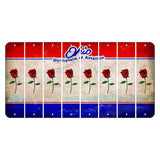 Ohio Sunburst Cut License Plate Strips (Set of 8) Red Rose