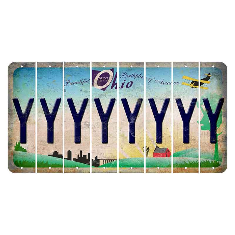 Beautiful Ohio Cut License Plate Strips (Set of 8) Y