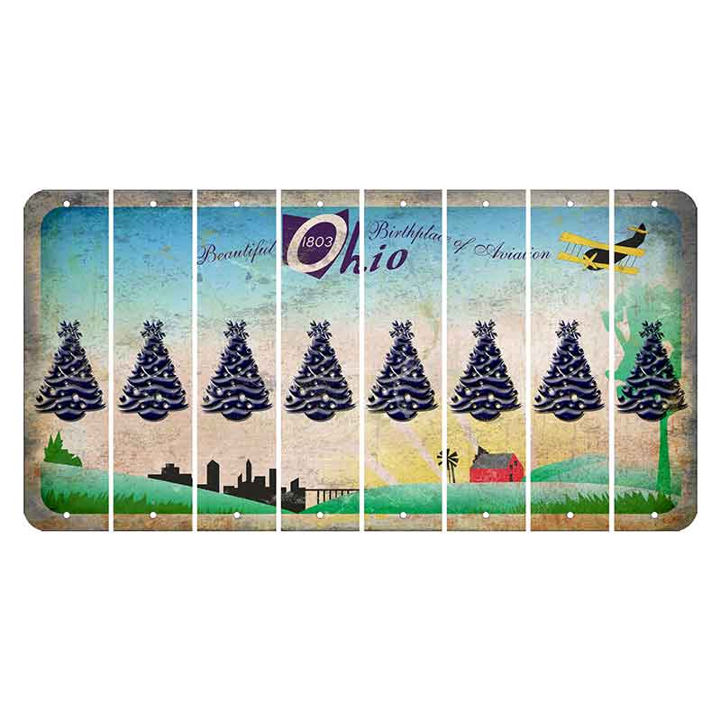 Beautiful Ohio Cut License Plate Strips (Set of 8) Christmas Tree