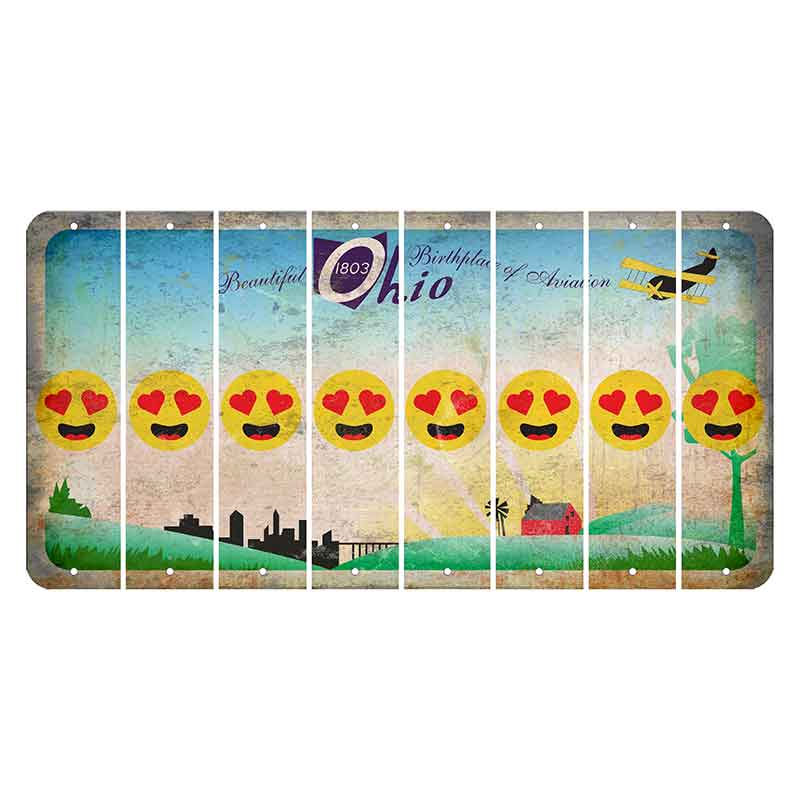 Beautiful Ohio Cut License Plate Strips (Set of 8) Emoji - Heart Eyes