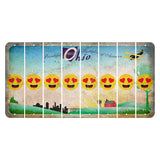 Beautiful Ohio Cut License Plate Strips (Set of 8) Emoji - Heart Eyes