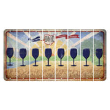 Sunrise in Ohio Cut License Plate Strips (Set of 8) Wine Glass