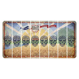 Sunrise in Ohio Cut License Plate Strips (Set of 8) Sugar Skull