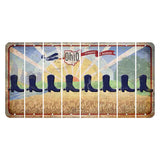 Sunrise in Ohio Cut License Plate Strips (Set of 8) Cowboy Boot