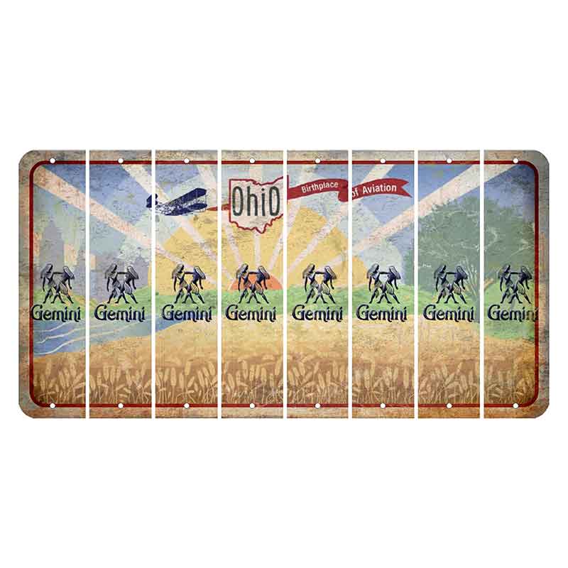 Sunrise in Ohio Cut License Plate Strips (Set of 8) Zodiac Sign - Gemini