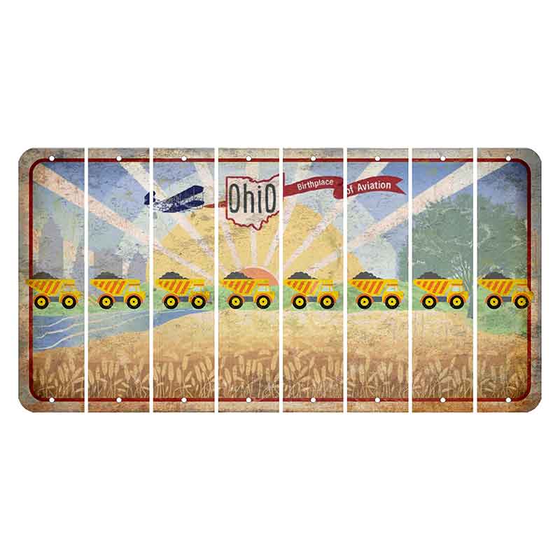 Sunrise in Ohio Cut License Plate Strips (Set of 8) Dump Truck