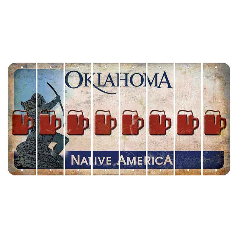 Oklahoma Sacred Rain Arrow Cut License Plate Strips (Set of 8) Beer Mug