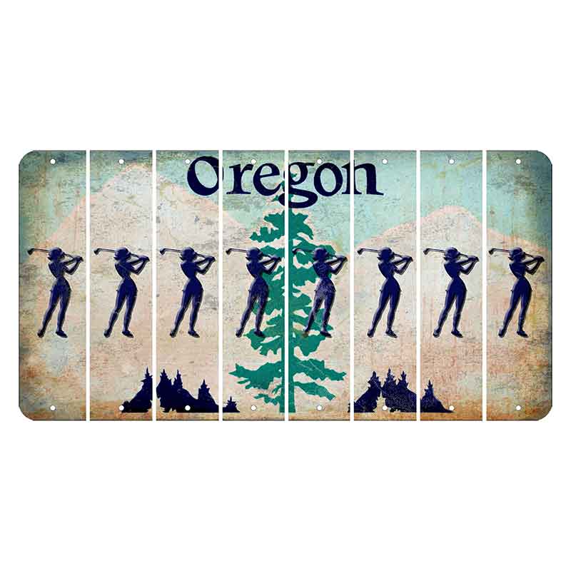 Oregon Douglas Fir Cut License Plate Strips (Set of 8) Female Golfer