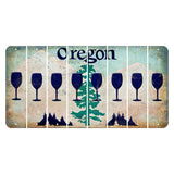 Oregon Douglas Fir Cut License Plate Strips (Set of 8) Wine Glass