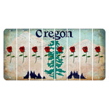 Oregon Douglas Fir Cut License Plate Strips (Set of 8) Red Rose