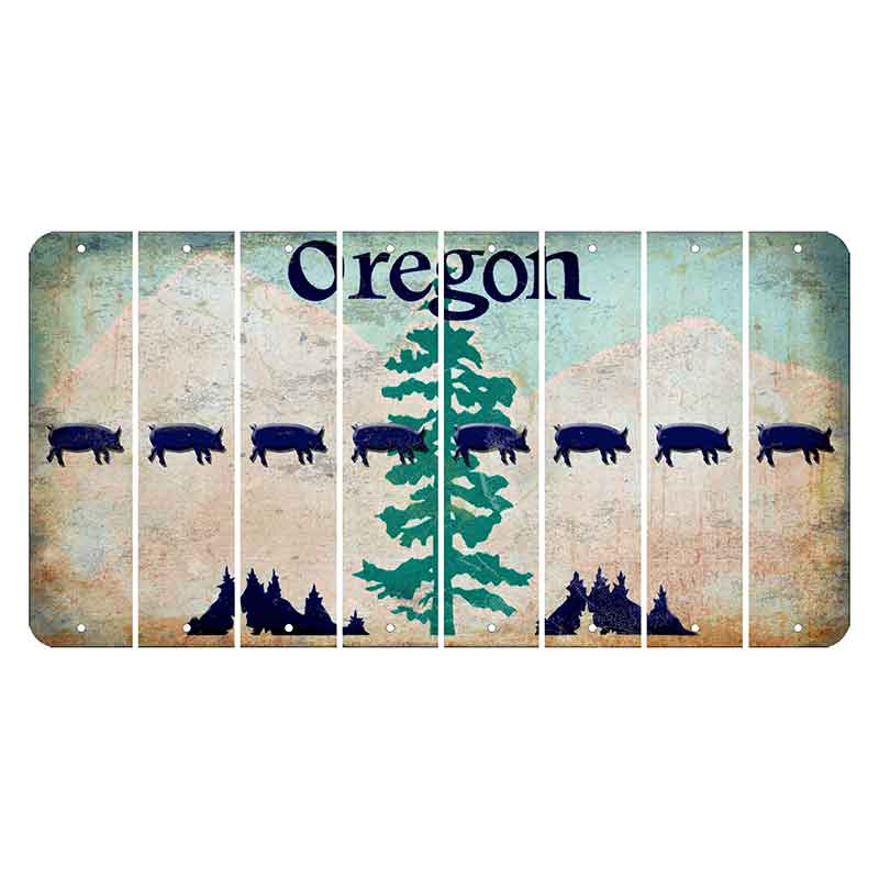 Oregon Douglas Fir Cut License Plate Strips (Set of 8) Pig
