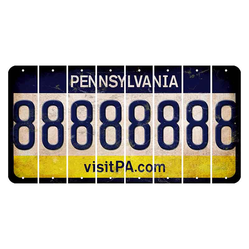Pennsylvania vistiPA Cut License Plate Strips (Set of 8) 8